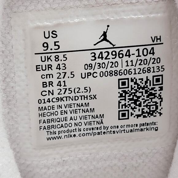 Air Jordan True Flight \'White Cement\' Mens Sz 9.5 342964-104 main image 6
